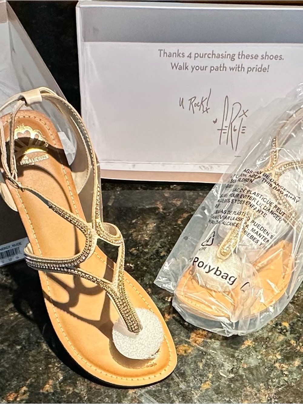 Fergalicious Nude Sandal with Rhinestones, Flat & Strappy; NIB, Sz 11M/EU 41 - Picture 2 of 9